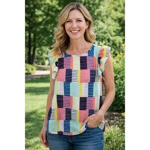 Michelle McDowell Color Block blouse size XL Women's NEW